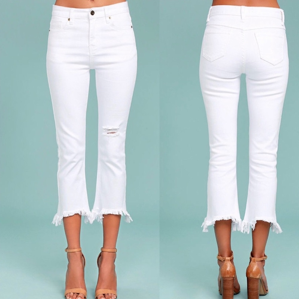 NWT J.O.A. Fete White Distressed Ankle Skinny Jeans